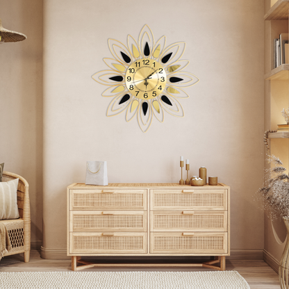 Golden Flower Wall Clock