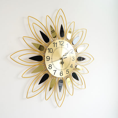 Golden Flower Wall Clock