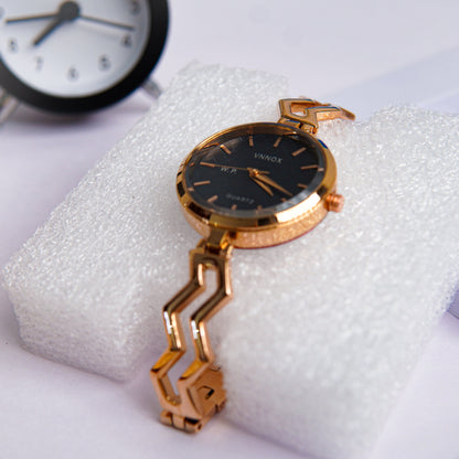 Vnnox Ladies Golden Black Hand Watch