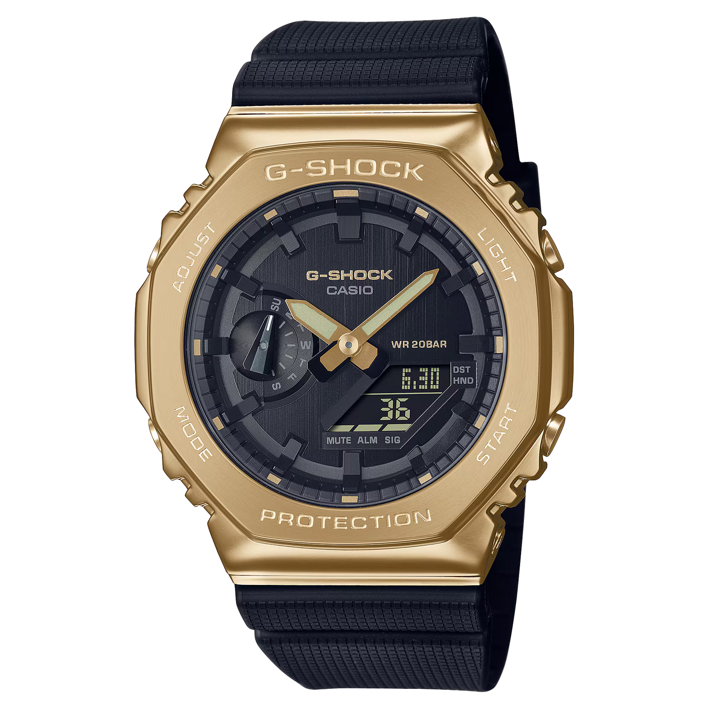 GM-2100 GOLD BLACK DIAL METAL BODY
