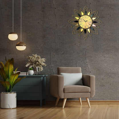 Golden Flower Wall Clock