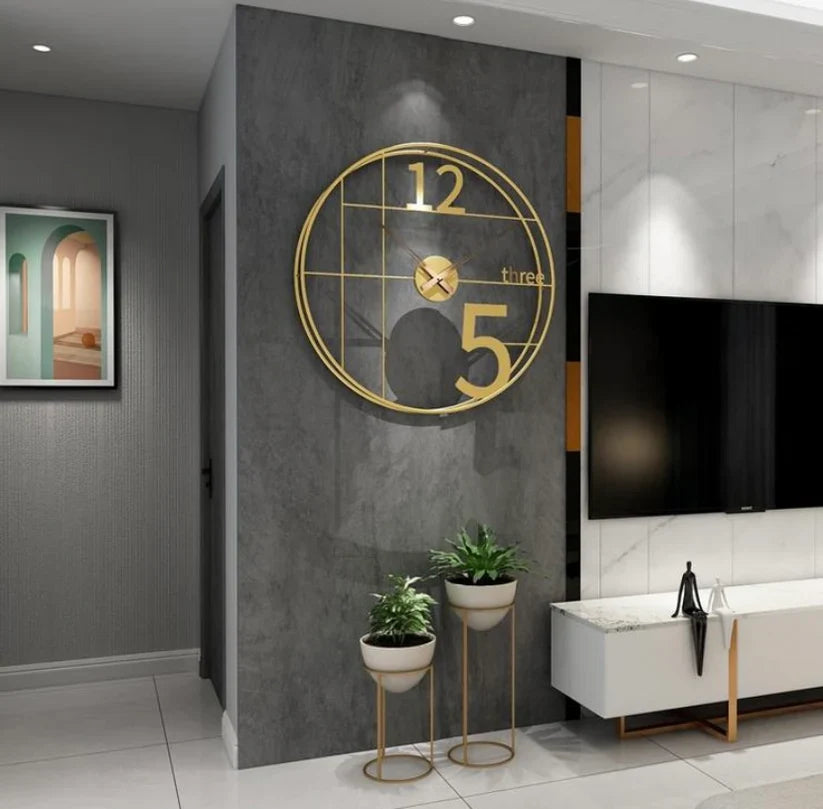 Gold Metal Double Frame Wall Clock