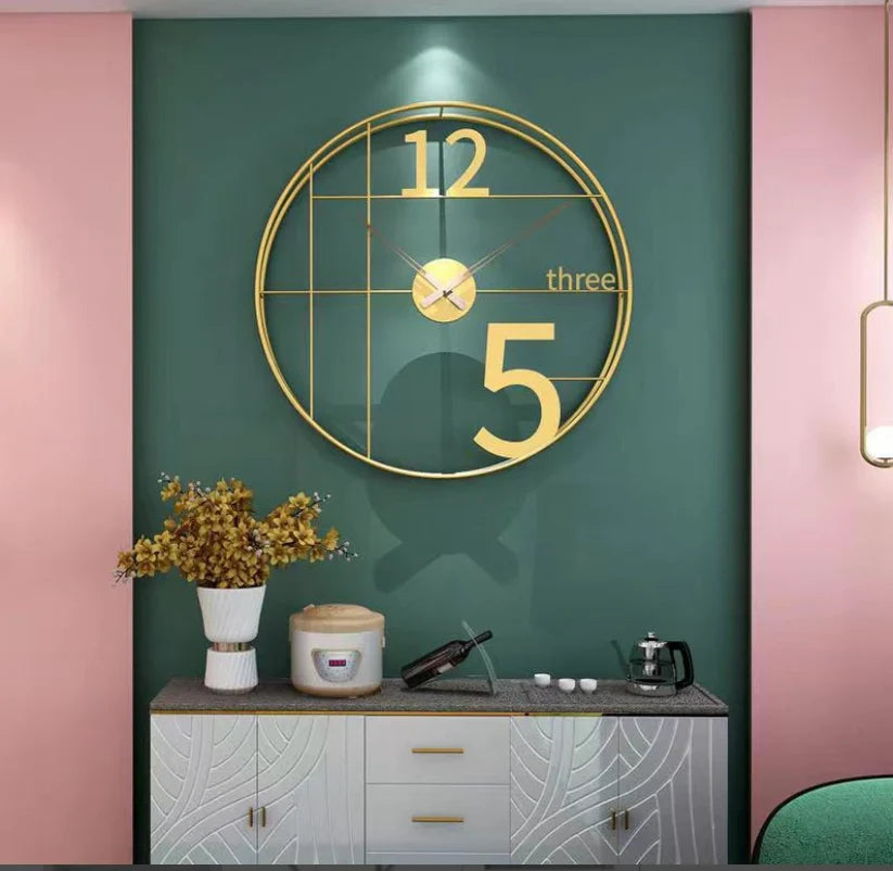 Gold Metal Double Frame Wall Clock
