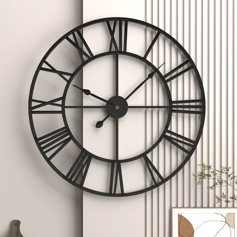 Black Round Metal Wall Clock
