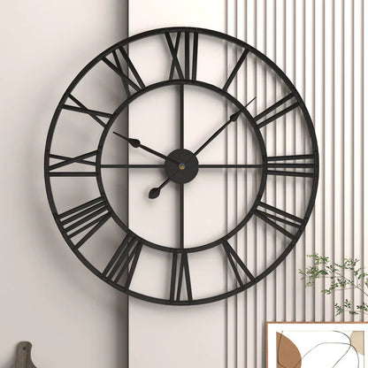 Black Round Metal Wall Clock