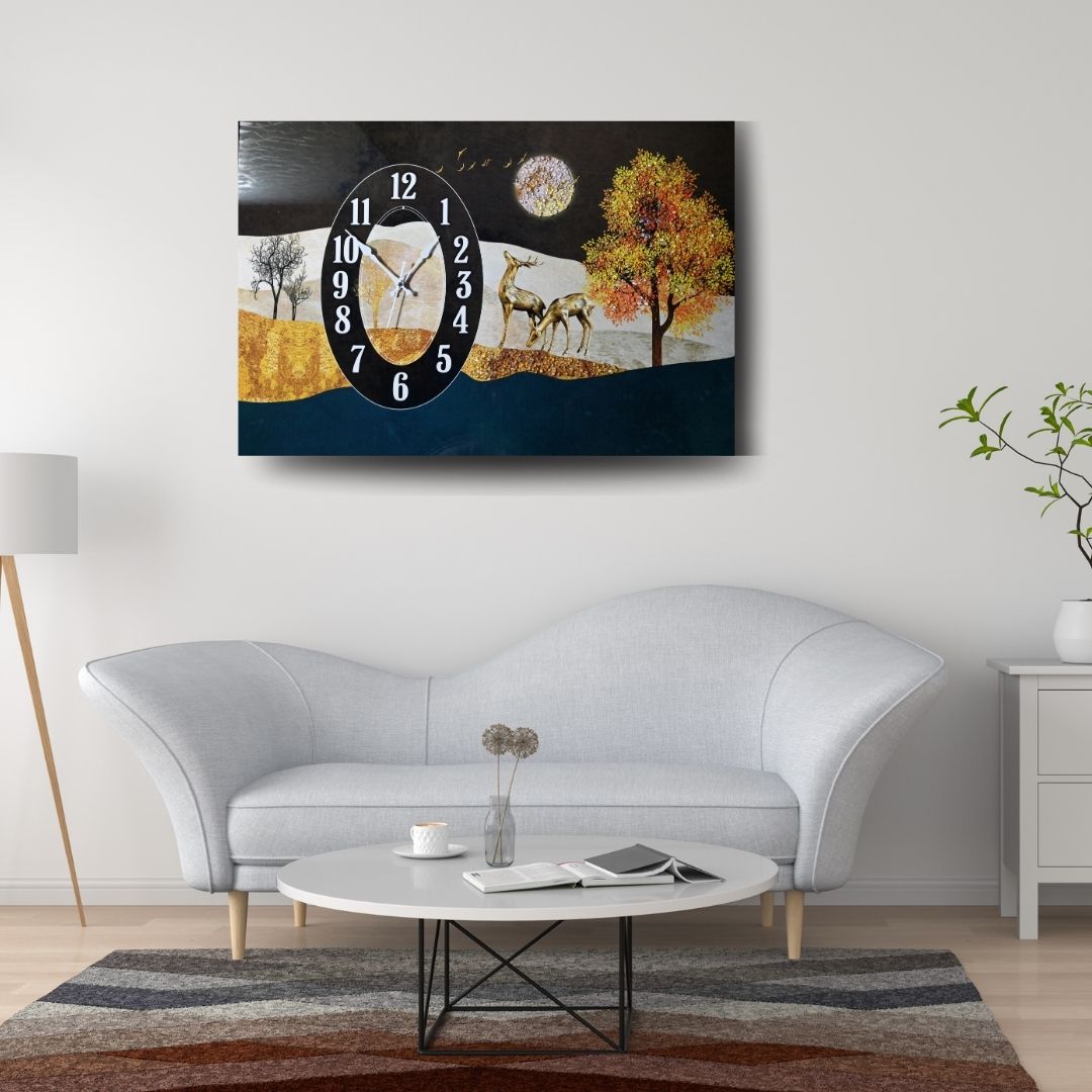 Resin Moonlight Meadow Wall Clock
