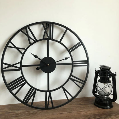Black Round Metal Wall Clock