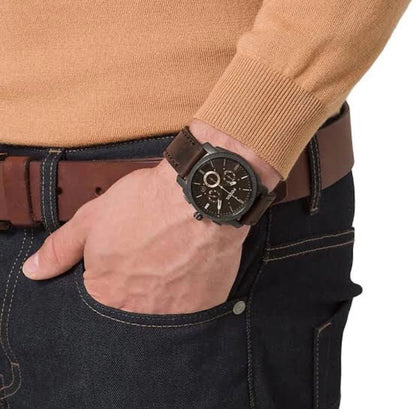 Japanese Brown Dial & Brown Leather Strap Men’s Watch