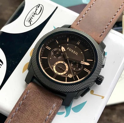 Japanese Brown Dial & Brown Leather Strap Men’s Watch