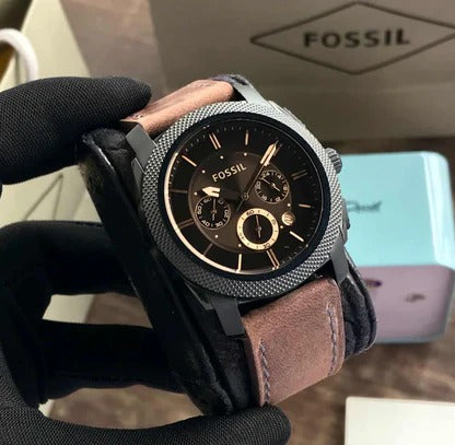 Japanese Brown Dial & Brown Leather Strap Men’s Watch