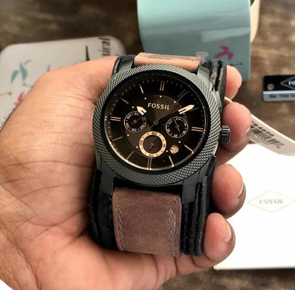 Japanese Brown Dial & Brown Leather Strap Men’s Watch