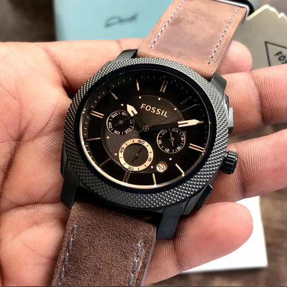 Japanese Brown Dial & Brown Leather Strap Men’s Watch