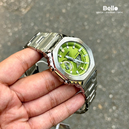 2100 D SILVER GREEN DIAL WATCH