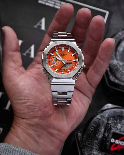 2100 D SILVER ORANGE DIAL WATCH