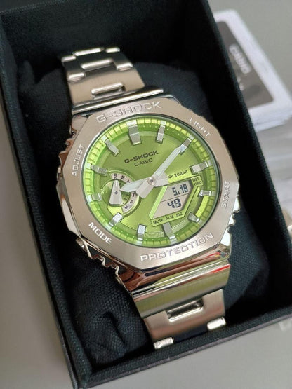 2100 D SILVER GREEN DIAL WATCH