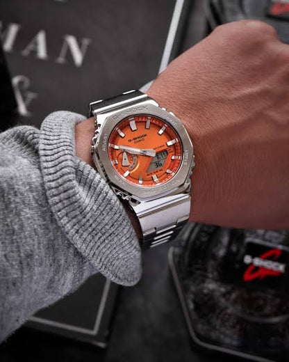 2100 D SILVER ORANGE DIAL WATCH
